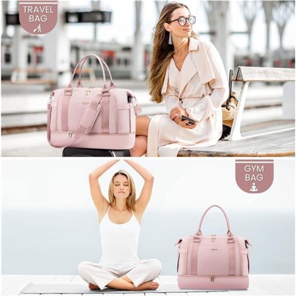 Gym Bag Travel Duffel Bag with USB Charging Port,Weekender Bags for Women - Picture 2 of 7